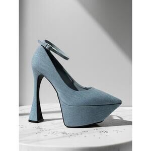 Jeffrey Campbell Siouxsie Pointed Toe Platform Pump Denim Blue 8 NEW
